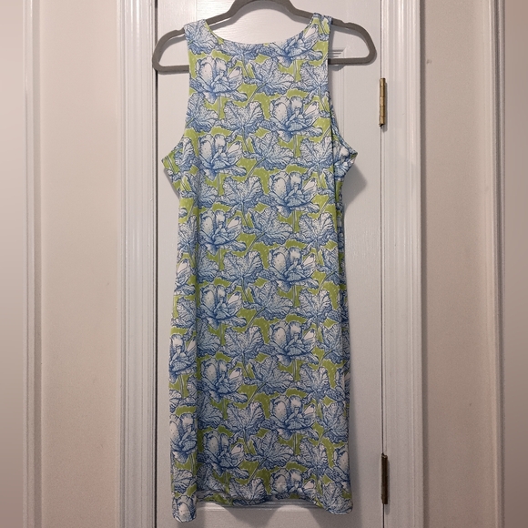 Jean Pierre Klifa Paris Floral Blue green Floral Print Lily Dress size l… - Picture 7 of 10